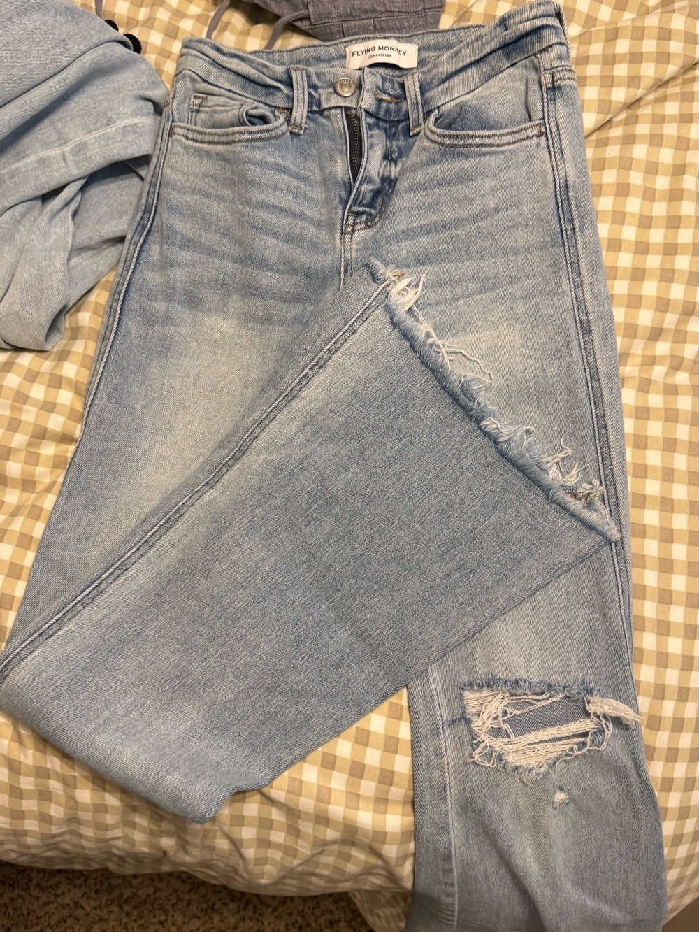 Flying Monkey Light Blue Distressed Bootcut Jeans